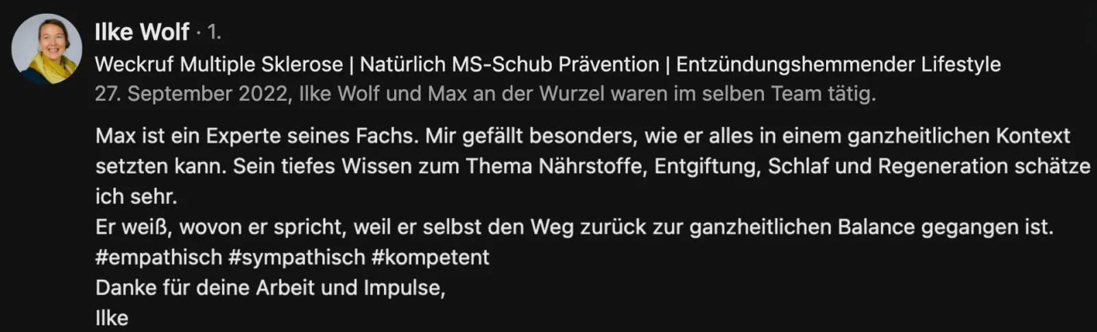 Erfahrungsbericht von Ilke