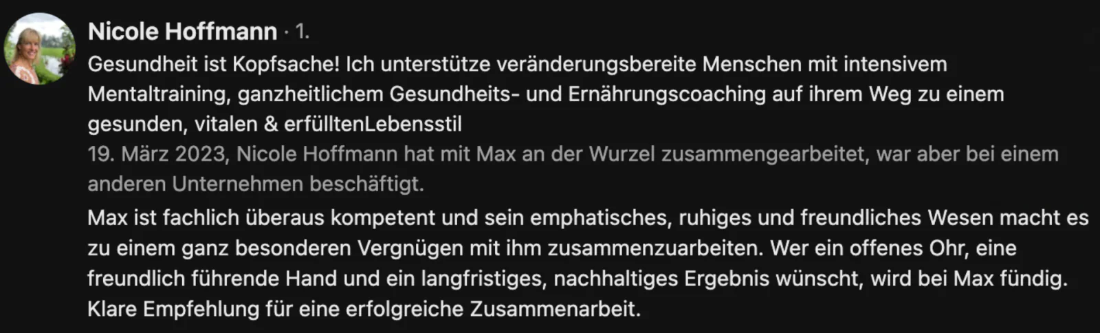 Erfahrungsbericht von Nicole